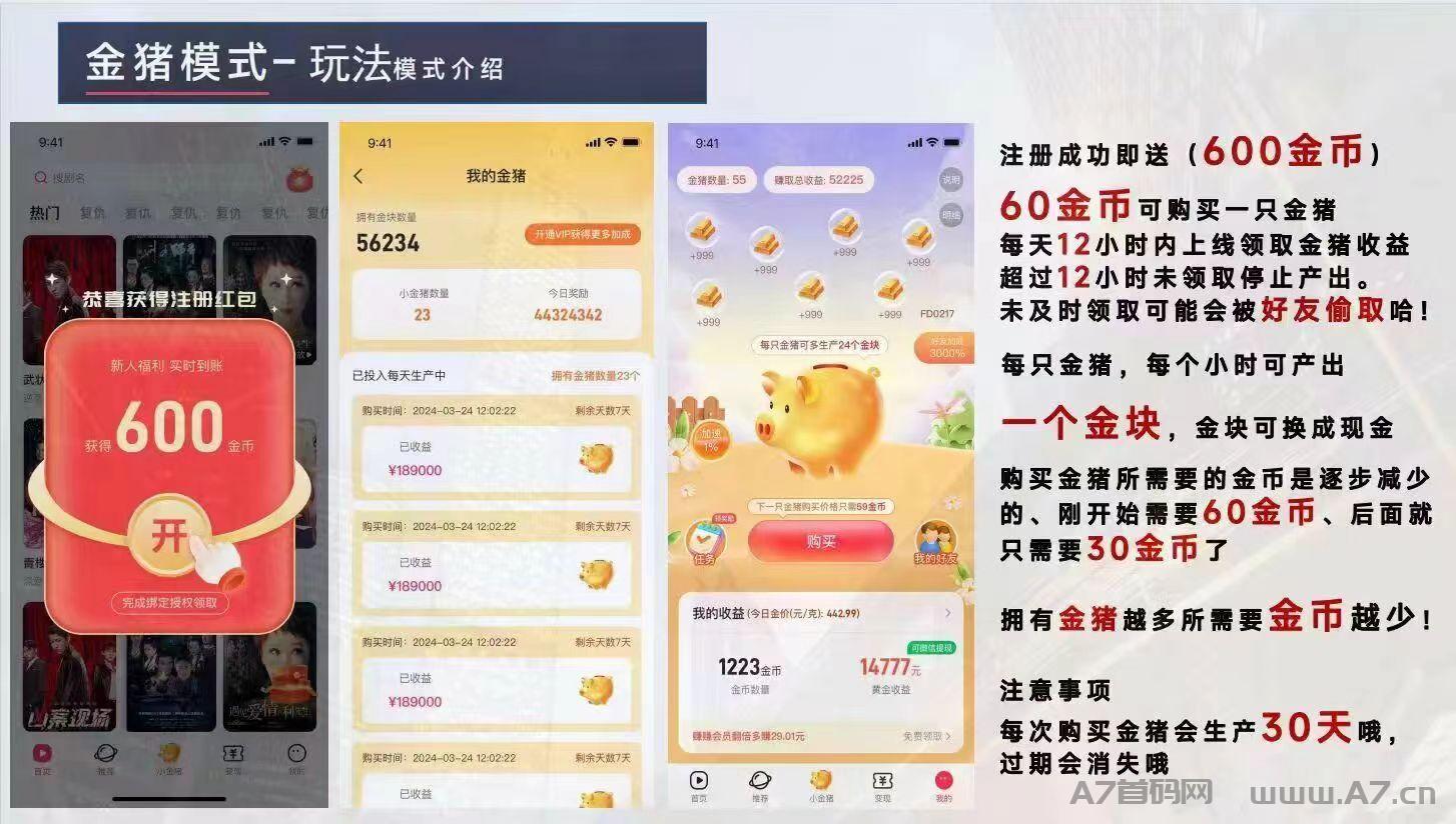 《星抖短剧》火爆正式上线，注册就送600金币可直接购买10个小金猪