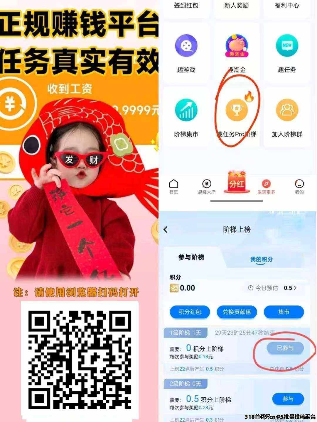 趣任务首码，人人拿奖励，新出悬赏+积分玩法