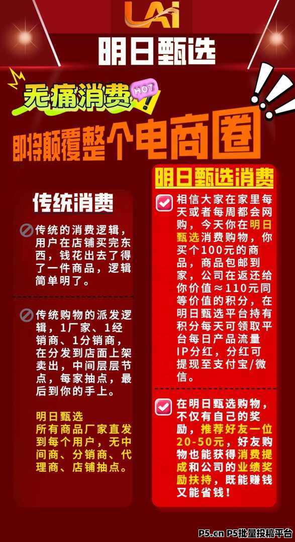 明日甄选：购物无痛消费0元购，持有积分每天领钱，对接全网团队长，速度布局