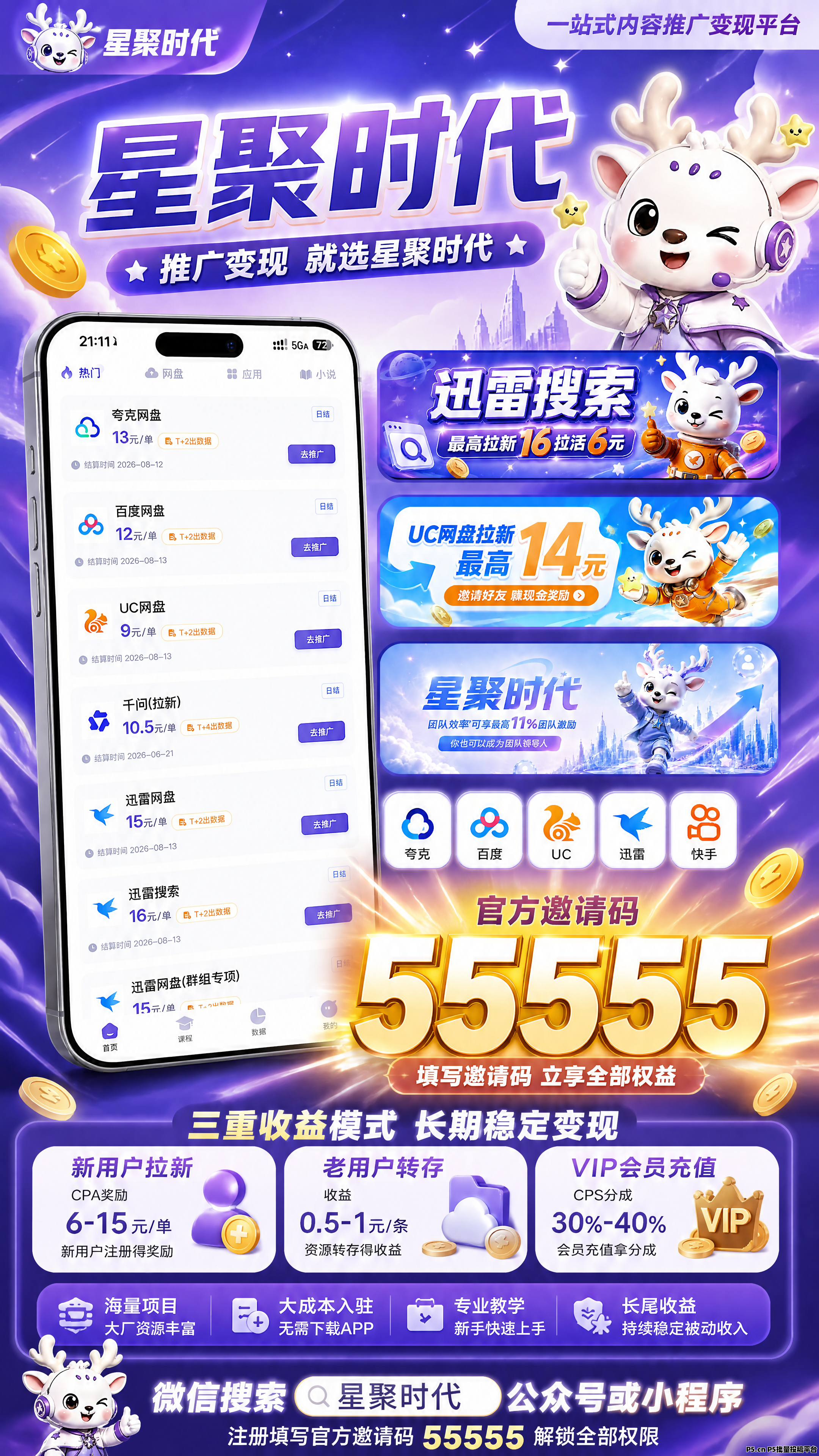 星聚时代平台官方邀请码是多少，注册入口在哪里，2026新手做网盘拉新优先做什么渠道