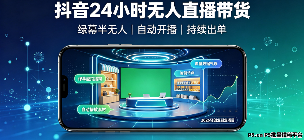 2026副业风口，抖音24小时无人直播带货，零值守、可复利、可矩阵！