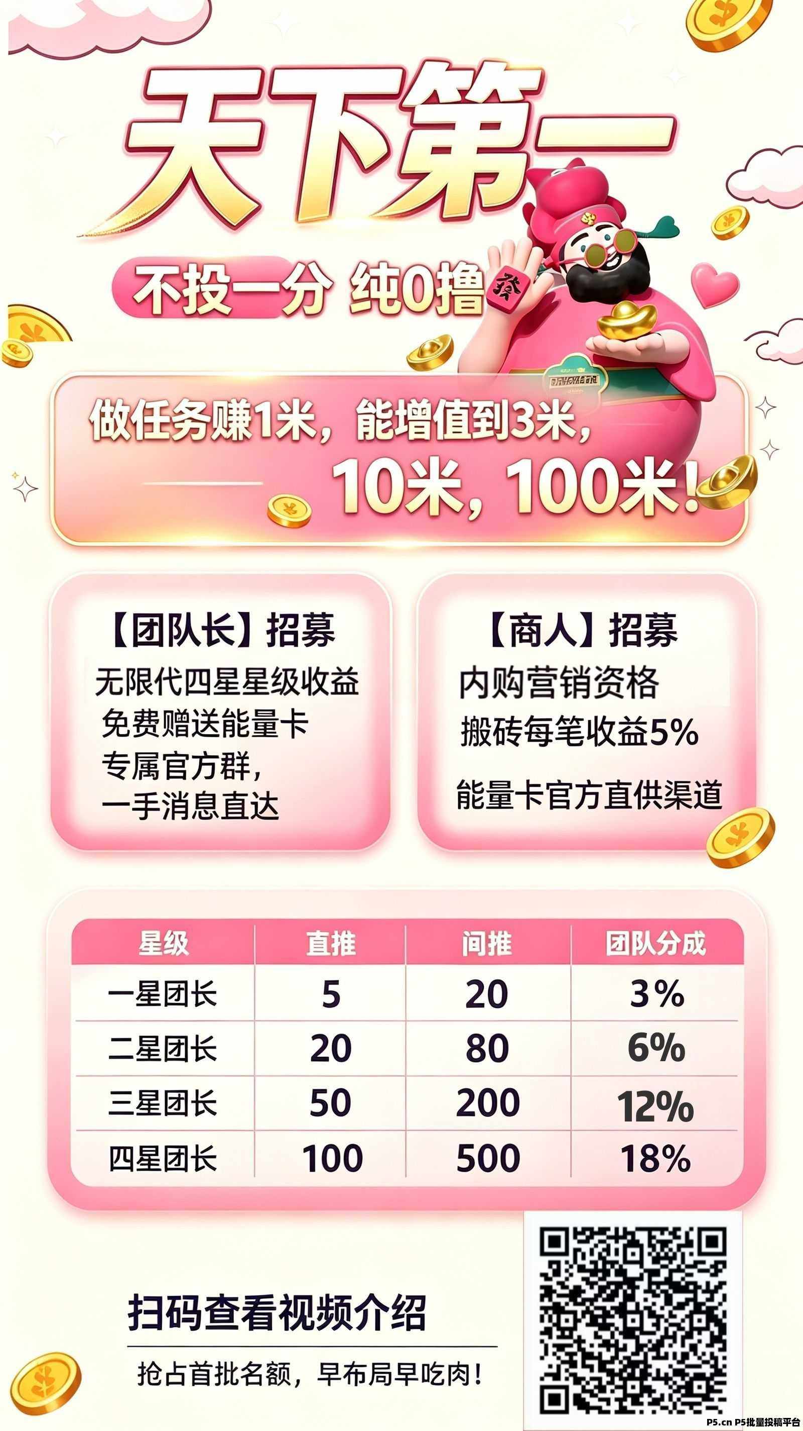 首码天下第一，刚出来速度抢先注册，看广告10个